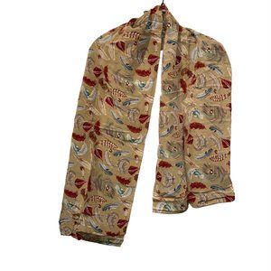 essential classics silk khaki FEATHER print rectangle scarf